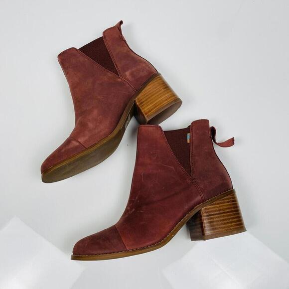 TOMS Women's Burnt Henna Leather Esme Bootie Size: 7.5 - Picture 4 of 9